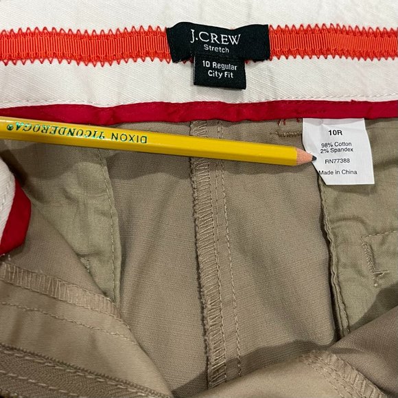J.Crew‎ Women's City Fit Flare Leg Cuffed Hem Low Rise Khaki Pants, Size 10 - Picture 7 of 7